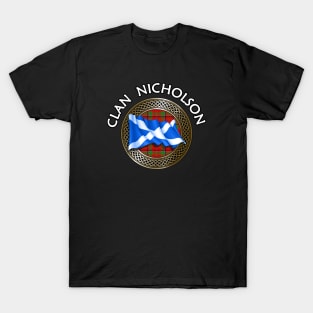 Clan Nicholson Crest & Tartan Knot T-Shirt